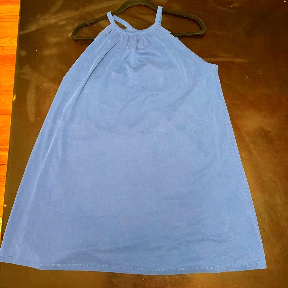SIGRID OLSEN Royal Blue Halter Swing Mini Dress Internal Bra sz. XL - Picture 2 of 12